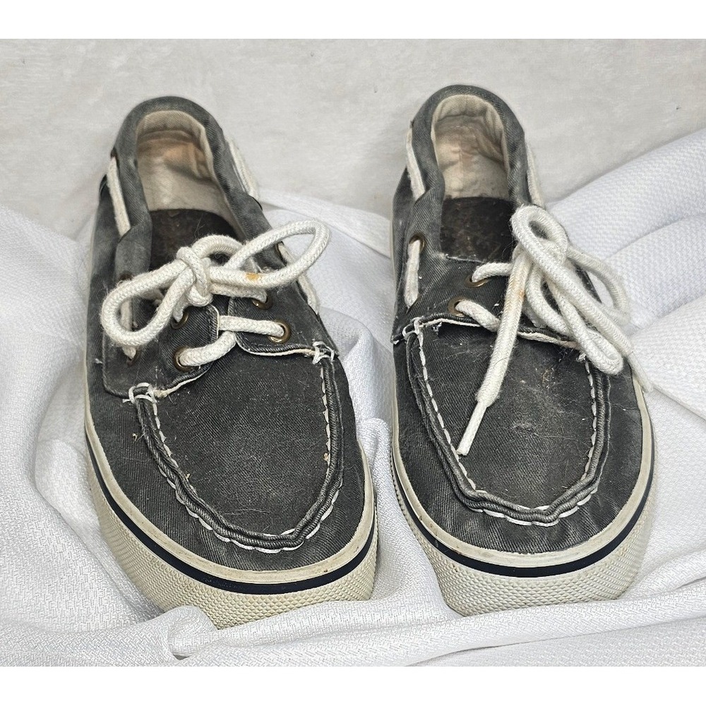 St. John's Bay Boat Shoes 7M Gray Canvas Nautical Loafers 016-8180